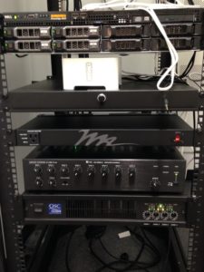 equipment rack with gear installed for audio video installation
