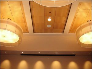 in-ceiling speakers shown in commercial audio video installation